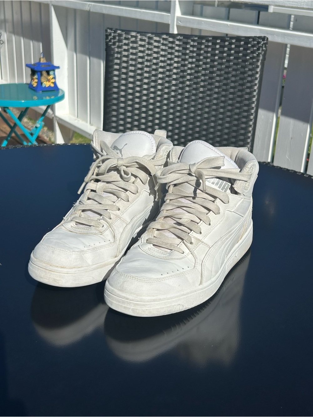 Puma Off-White/Tan Mid-Top Sneakers